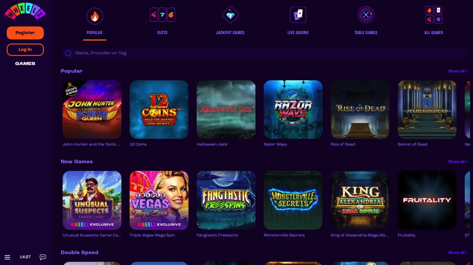 Slots at Wheelz Casino